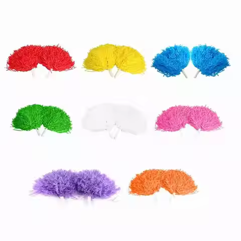 8 Colors 2pcs Pompoms Cheering Pom Ball Cheerleader Pom Poms Squad Cheer Sports Party Dance Club Spo