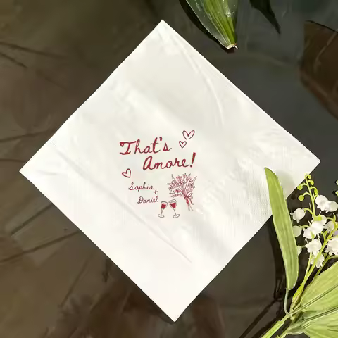 Personalized 20/40 Pcs Bridal Shower Cocktail Napkins That's Amore Italian Theme Wedding Supplies De