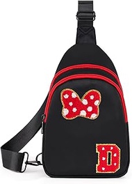 7 8 9 10 11 12 13 14 Year Old Girl Gifts Crossbody Fanny Pack, Initial Bow Mouse Park Sling Bag for 