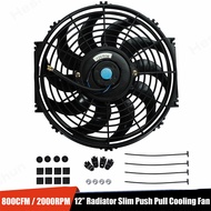 ♝12\" Inch Universal Slim Fan Push Pull Electric Radiator Cooling Fans 12V 80W Mount Kit 2000 RP h♠