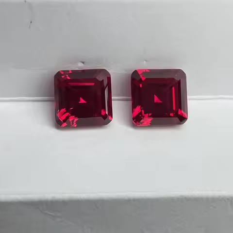 9x9mm 8# Red Ruby Corundum Asscher Cut Square Jewelry Synthetic Gemstones