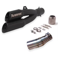 สลิปออน Kawasaki Ninja250-300/Z250-300 วัสดุแสตนเลสเกรด304 + ปลายท่อ เอเค (AK) ท่อคู่ ฟรีจุกลดเสียง 
