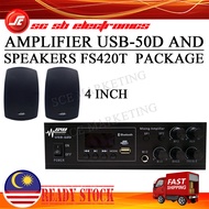 [1 SET] BLUETOOTH 50W PUBLIC ADDRESS AMPLIFIER USB-50D / MP-9090 + 4" JDM FS420T WALL SPEAKER PACKAG