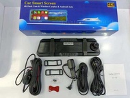 9.66นิ้วเต็มหน้าจอ Carplay เครื่องบันทึกการขับขี่กระจกมองหลังสตรีมมิ่ง WIFI ก่อนและหลังการบันทึกคู่