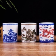 Jingdezhen Antique Pastel Ceramic Pen Holder Creative Fashion Office Study Decorative Ornaments Teacher's Day Gift
