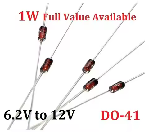 50PCS 1W Zener Diode Kit 1N4735A/6.2V 1N4736A/6.8V 1N4737A/7.5V 1N4738A/8.2V 1N4739A/9.1V 1N4740A/10