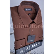 KEMEJA Alisan Original Long Sleeve Plain Shirt - Slim fit - COKLAT 8