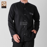 S&D PROJECT Baju Koko Muslim Bahan Toyobo Warna Hitam M-XL Untuk Pria Dewasa Lengan Panjang