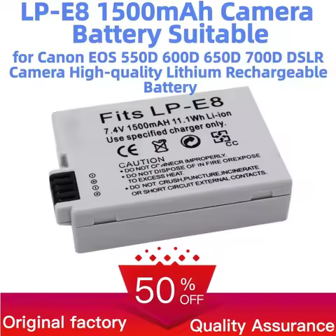 LP-E8 1500mAh Camera Battery Suitable for Canon EOS 550D 600D 650D 700D DSLR Camera High-quality Lit