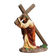 high-quality Jesus Cross Statue Resin Ornament Jesus Cross Figure Little Jesus Carrying Cross On The