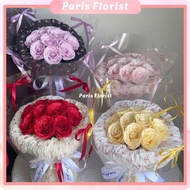 Paris-Ecuado wax flower bouquet of 10 Paris glass paper flowers as a birthday gift, for girlfriend, 