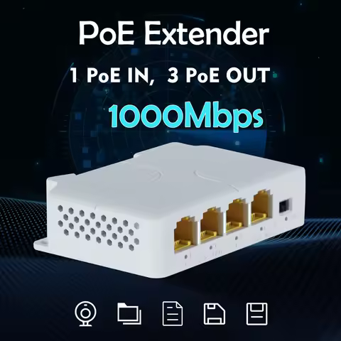 AZISHN 4 Port Gigabit POE Extender 100/1000M Network Switch Repeater IEEE802.3af/at Plug&Play for Po
