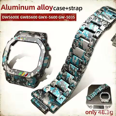 Premium Aluminum Alloy Case and Strap Mod Kit for Casio G-Shock DW5600 GW-B5600 GWX-5600 DW5030 DW50