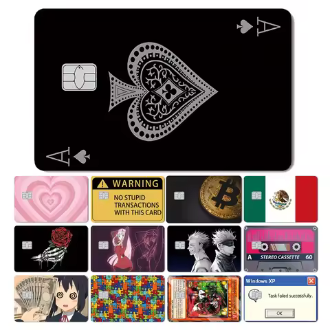 Magic Shark Money Dollar Bitcoin Anime Yo-Gi-Oh Skull Heart Cover Sticker Film Skin for Debit Credit