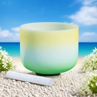 Hye-eun 432hz/440hz Yellow Green 8 inch Crystal Singing Bowl for Yoga Meditation Sound Healing