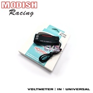 Voltmeter 2IN1 waterproof MODISH plus breket volt meter AKI dan JAM digital universal bisa untuk sem