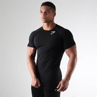 ₪ GYMSHARK Men Fitness Gym Workout T-shirt Breathable Tight Tshirt