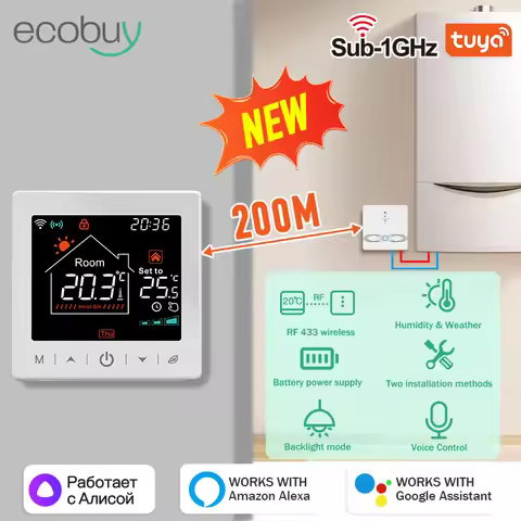 Tuya Wifi Boiler Thermostat Wireless Battery Wifi Thermostat For Gas Boiler Smart Life Temperature C