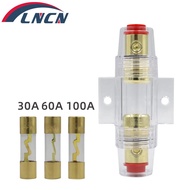 Auto Car Fuse Holder Block 30A/60A/100A  AGU Fuse Holder Audio In Line AMP Amplifier Gold Plated Fus
