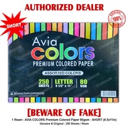 Avia Colors Premium Colored Bond Paper Papers SHORT 8.5x11in 80gsm Assorted Colors in 1 Ream 250 She