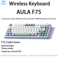 AULA F75 Wireless Keyboard Gaming Keyboard Mechanical Bluetooth Small Keyboard RGB Knob Papan Kekunc