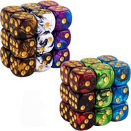 6 Colors 36 Pieces 16mm D6 Dice 6 Sided Dice Set Round Corner Board Game Dice for MTG DND Tenzi Fark