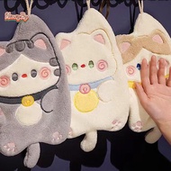 honeybird Cute Cat Hand Towels Qui Drying Kitchen Cleaning Rag Coral Velvet Cartoon Animal Absorbent