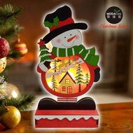 [特價]摩達客木質製彩繪雪人造型聖誕夜燈擺飾 (電池燈)