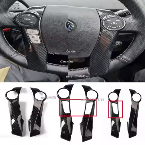 LHD RHD For Toyota Prius ZVW30 2009-2015 ABS Carbon Fiber Car Steering Wheel Button Cover Trim Decor