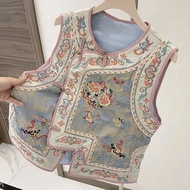 Women's Ethic Retro Vest with Elaborate Stitching and Metal Buckles