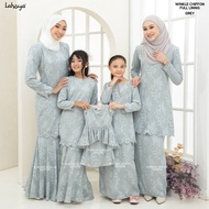 LAHOYA • GREY • Sedondon Baju Kurung Ibu dan Anak • Baju Kurung Kembang Payung dan Kurung Riau