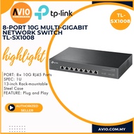 TP-LINK Tplink 8 Port 8x 10G Gigabit Switch RJ45 Port 1U 13 Inch Rack Mountable Steel Case TL-SX1008