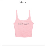 Kloset Design Classic Beauty Top White (BS24-T001) เสื้อกล้ามสายเดี่ยวปักเพชรโลโก้