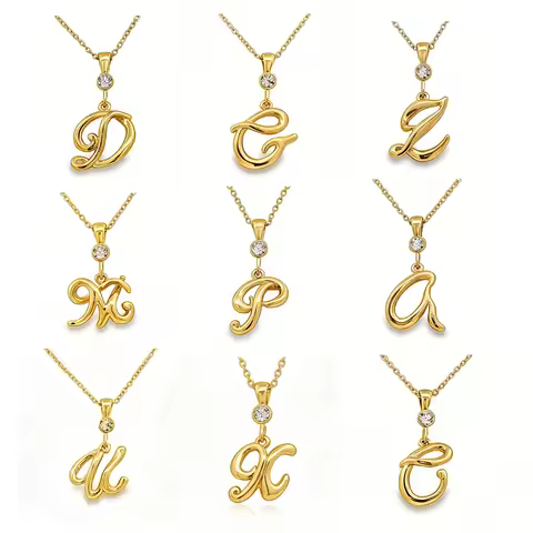 Custom Initial Gold Necklace 26 Letters July to December Birthstone Pendant Dainty Name Necklace Per