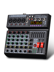 BOMGE 06A Sound Audio-Mixer คอนโซลผสมเสียง 6 ช่อง อินเทอร์เฟซเสียง 16 เอฟเฟกต์ DSP / 48V Phantom Pow