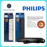 🔥Hot Product🔥 Philips SPN1664BA/ SPN1664WA 6 Charger Ports Heavy Duty Home/Office UK Pin Plug Extension Socket With Sirim Certified