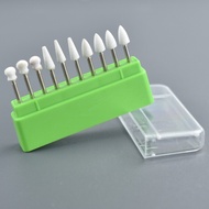 10pcs Dental FG Bur Polishing Heads, White Stone Cone/Flame/Round Shape for High-Speed Handpiece