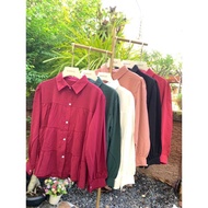 DUARULE - Dolly blouse viral women top korean blouse ironless long sleeve muslimah