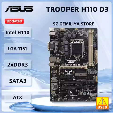 Asus TROOPER H110 D3 Motherboard intel H110 LGA 1151 DDR3 32GB PCI-E 3.0 Core i3-6100 6500 7400 6400
