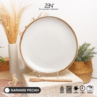 ZEN Ceramic Dinner Plate/ Serving Plate Grey Light Rustic Brown 29 cm