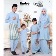 KURUNG KARTIKA & BAJU MELAYU ANDRE SEDONDON / ASH BLUE / BAJU RAYA 2022 / FAMILY SET / KURUNG SULAM 