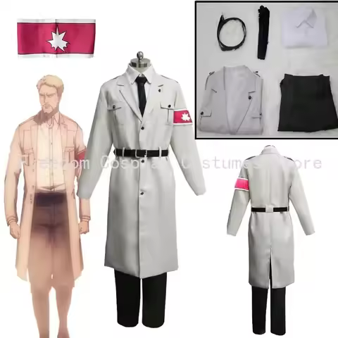 Anime Attack on Titan Season 4 Marley Military Uniform Reiner Braun Cosplay Jacket Shirt Pants Tie B