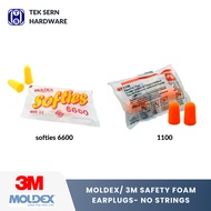 3M Uncorded Foam Earplugs Hearing Conservation 1100/ Moldex Softies 6600 Uncorded Foam Earplugs- No 