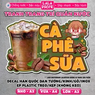 Waterproof Milk Coffee Wall Sticker Milk Coffee Decal Pre-glued/Plastic Laminated, Shop Decoration D