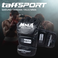 MMA UFC Boxing Muay Thai Leather Gloves - BLACK