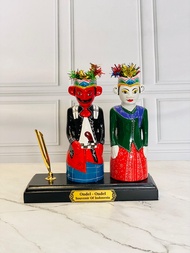 Pajangan Miniatur Ondel Kayu Jati / Pen Holder Ondel - Ondel / Miniatur Ondel Kayu