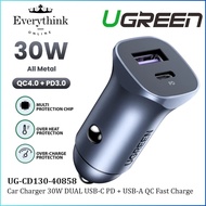 UGREEN UG-CD130-40858 CAR CHARGER PD 30W + SCP 22.5W USB TYPE A + C DUAL PORT CAR CHARGER - CD130
