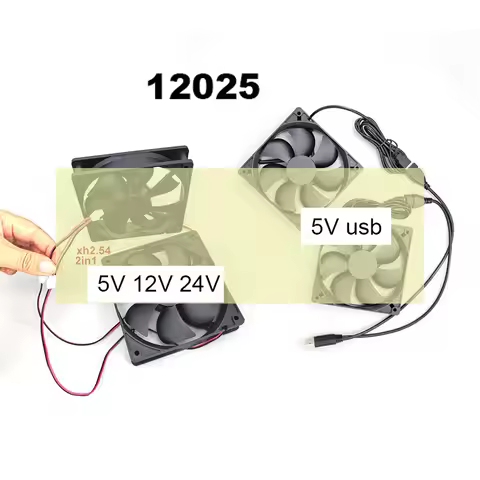 2 in 1 120mm 12cm 12025 DC USB Fan 5V 12V 24v 120mm*120mm*25mm Brushless USB Cooling Fan oil 2PIN PC