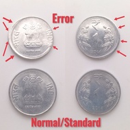 Error Version Front+Back 1Rupee Coin 2014 India Duit Syiling Lama (CollectibleOnly)