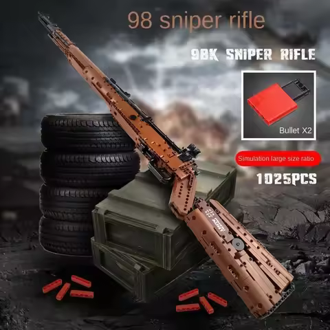 Mauser Kar98K Building Block Model WW2 Weapons Series Heavy Sniper Rifle Assemble Bricks Can Shoot T